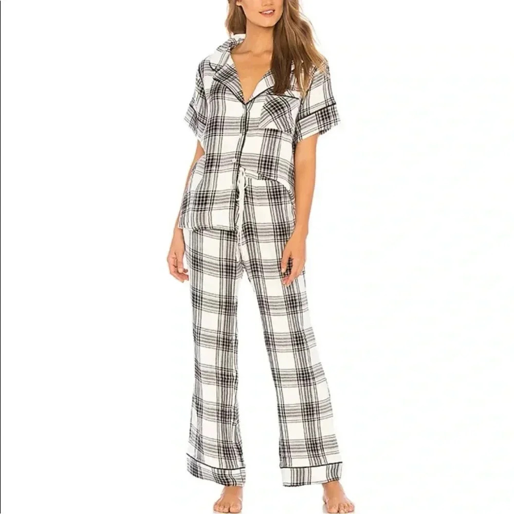 REVOLVE Plush Plaid Two Piece Pajama Set